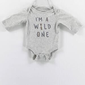 JUMPING BEANS Wild One Gray One Piece Long Sleeve Romper Onesie 3 Months